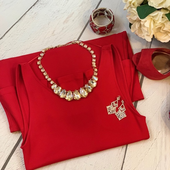 Red Peplum Dress NWOT Size Small - Picture 6 of 6